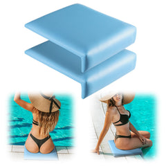 Novabright front view of two light blue pool seats showing neat dual set and comfort