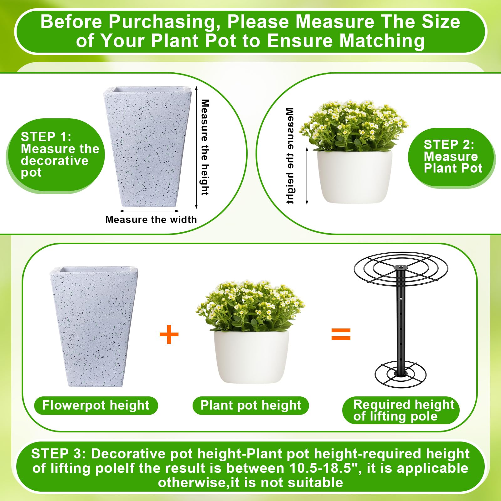 Novabright riser holding tall potted plant for elevated visibility benefit