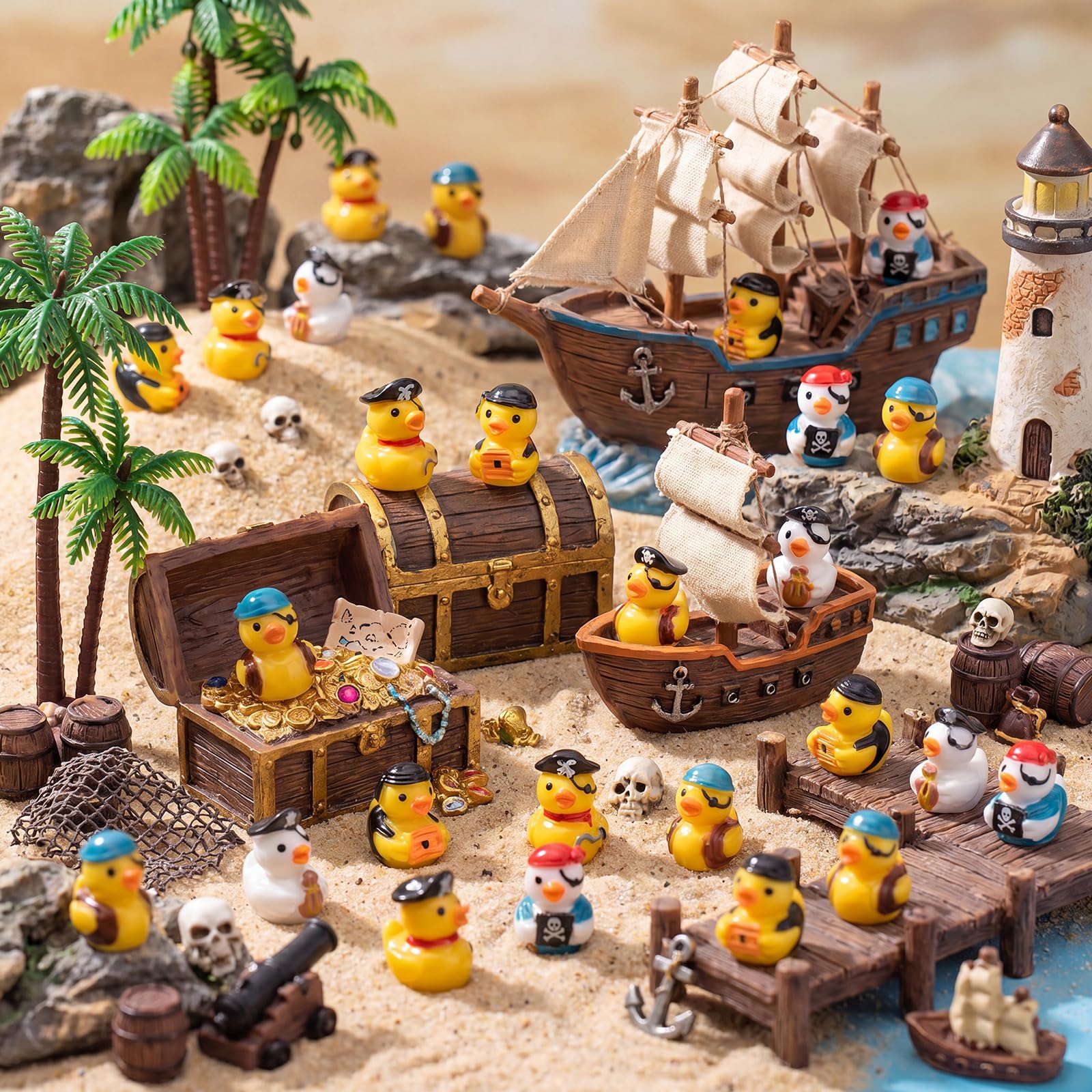 Novabright ducks placed in a fairy garden, adding colorful miniature scenery charm