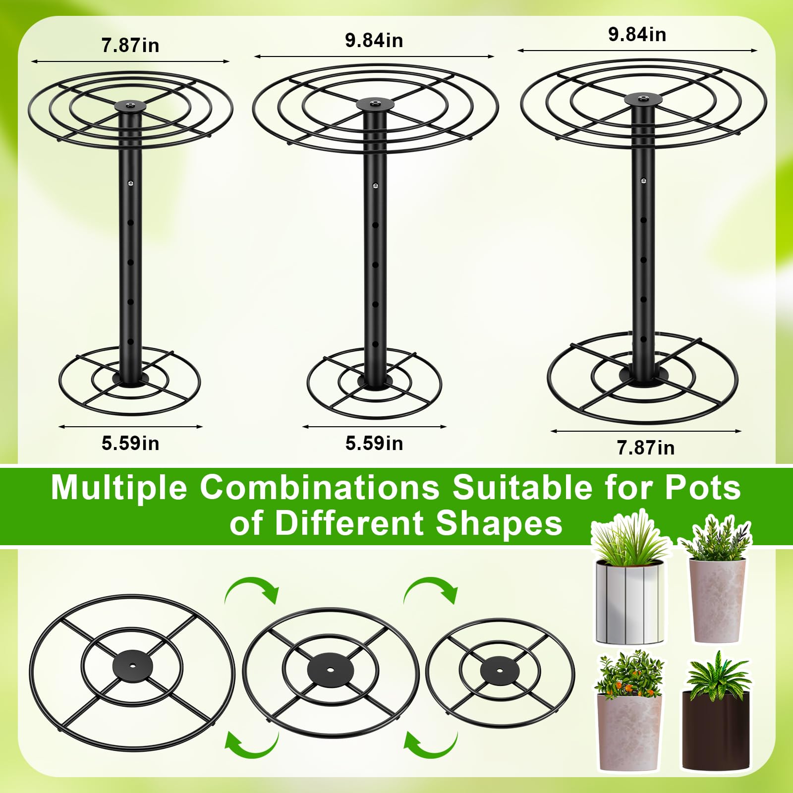 Novabright three plate sizes displayed to match different pot bases