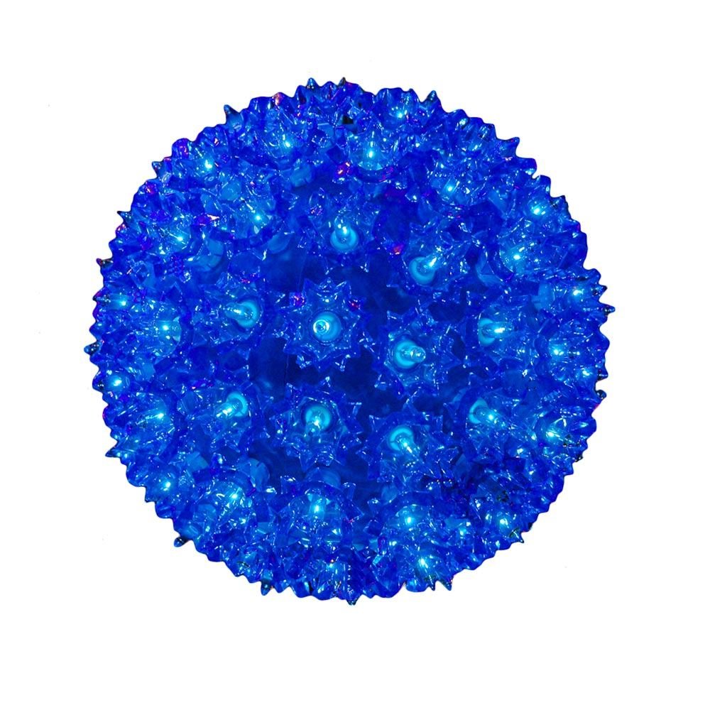 Novelty Lights blue starlight sphere front view showing full glow and festive impact
