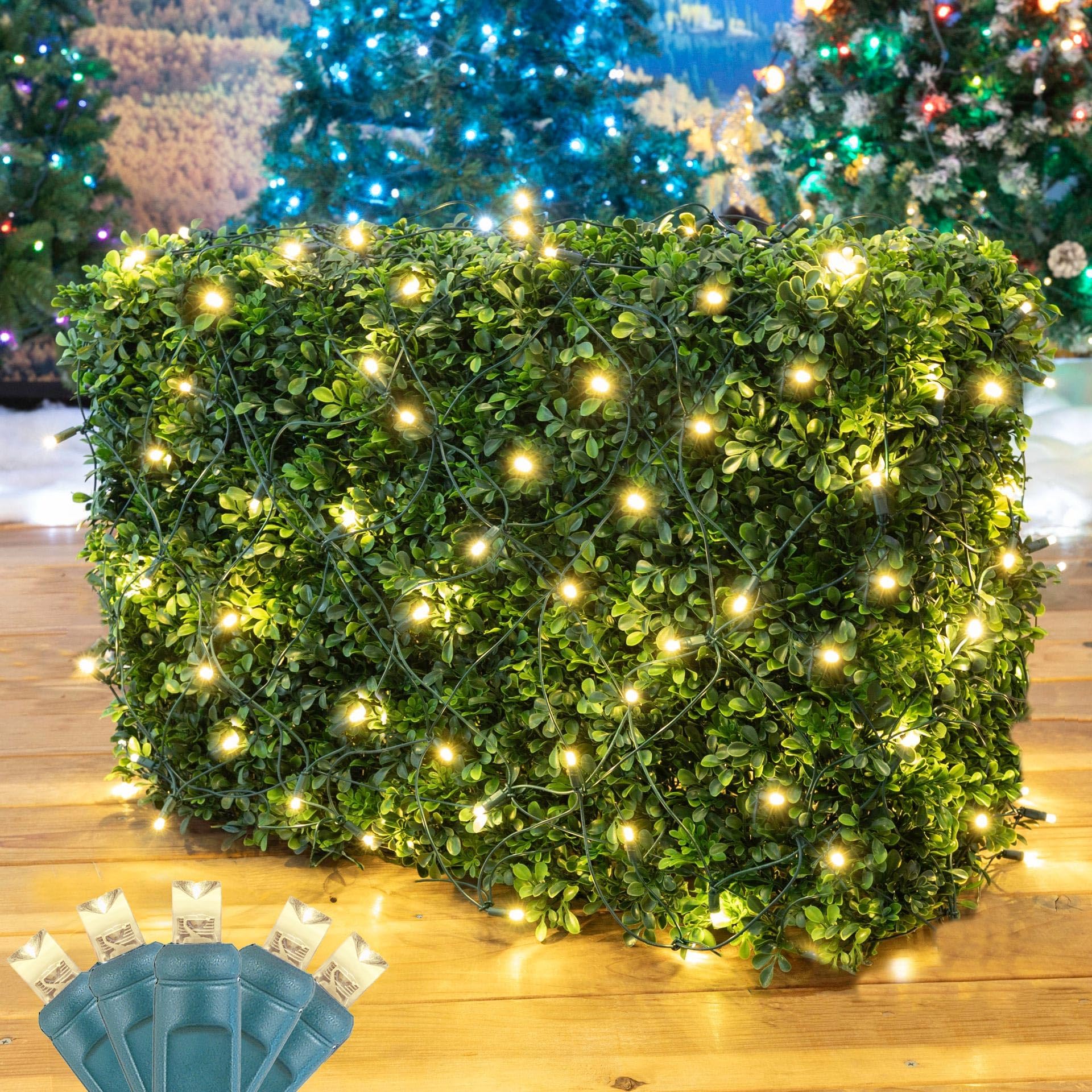 Novelty Lights front packaging showing the 4x6 net lights and warm white bulbs for quick setup