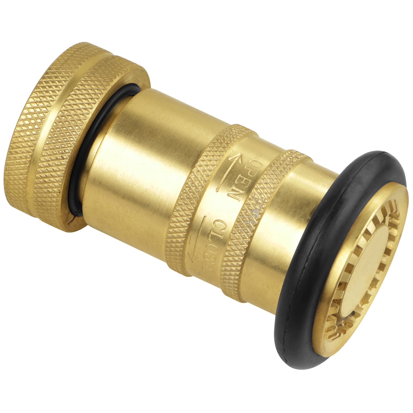 NOVINO front view nozzle showing brass body and ergonomic head, durable and reliable