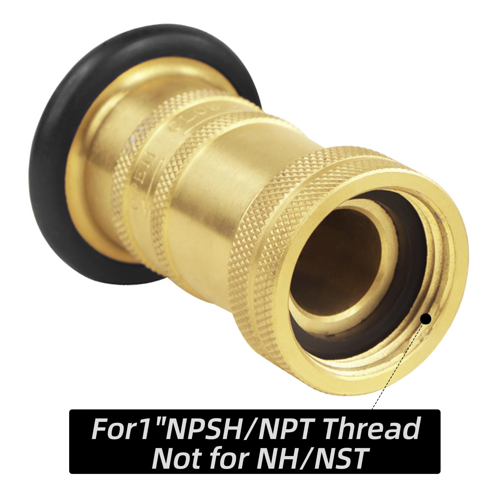 NOVINO nozzle beside ruler for size and scale, helps confirm correct 1" fitment