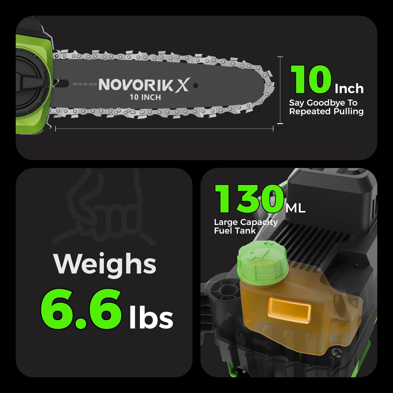 NovorikX with 4.0Ah battery installed highlighting cordless runtime convenience