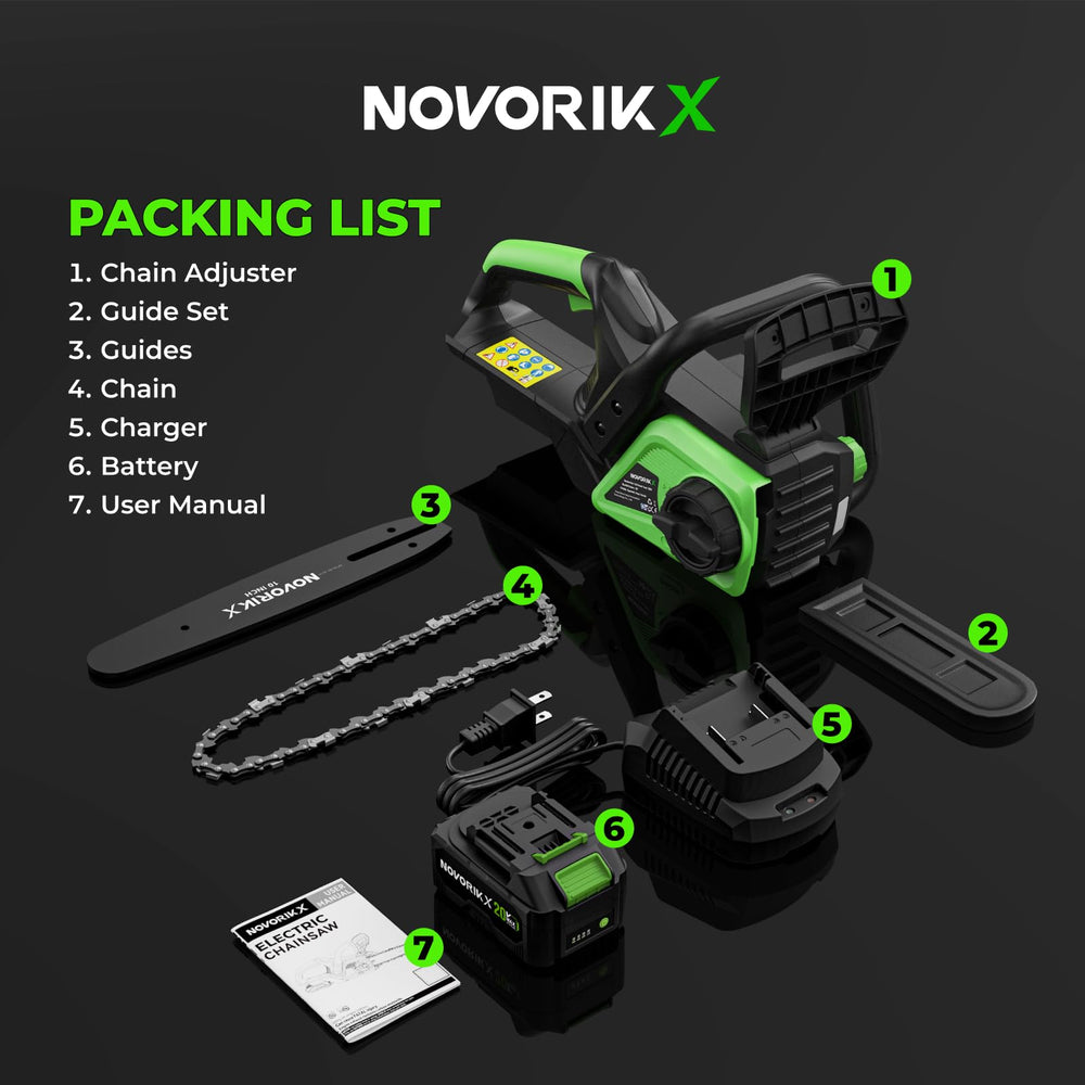 NovorikX packaging with battery and charger displayed for ready-out-of-box convenience