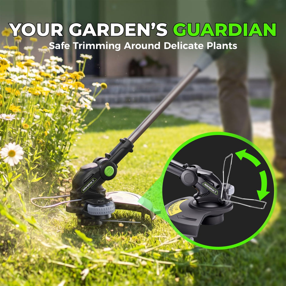 NovorikX plant guard detail protecting flowers while edging for precise work