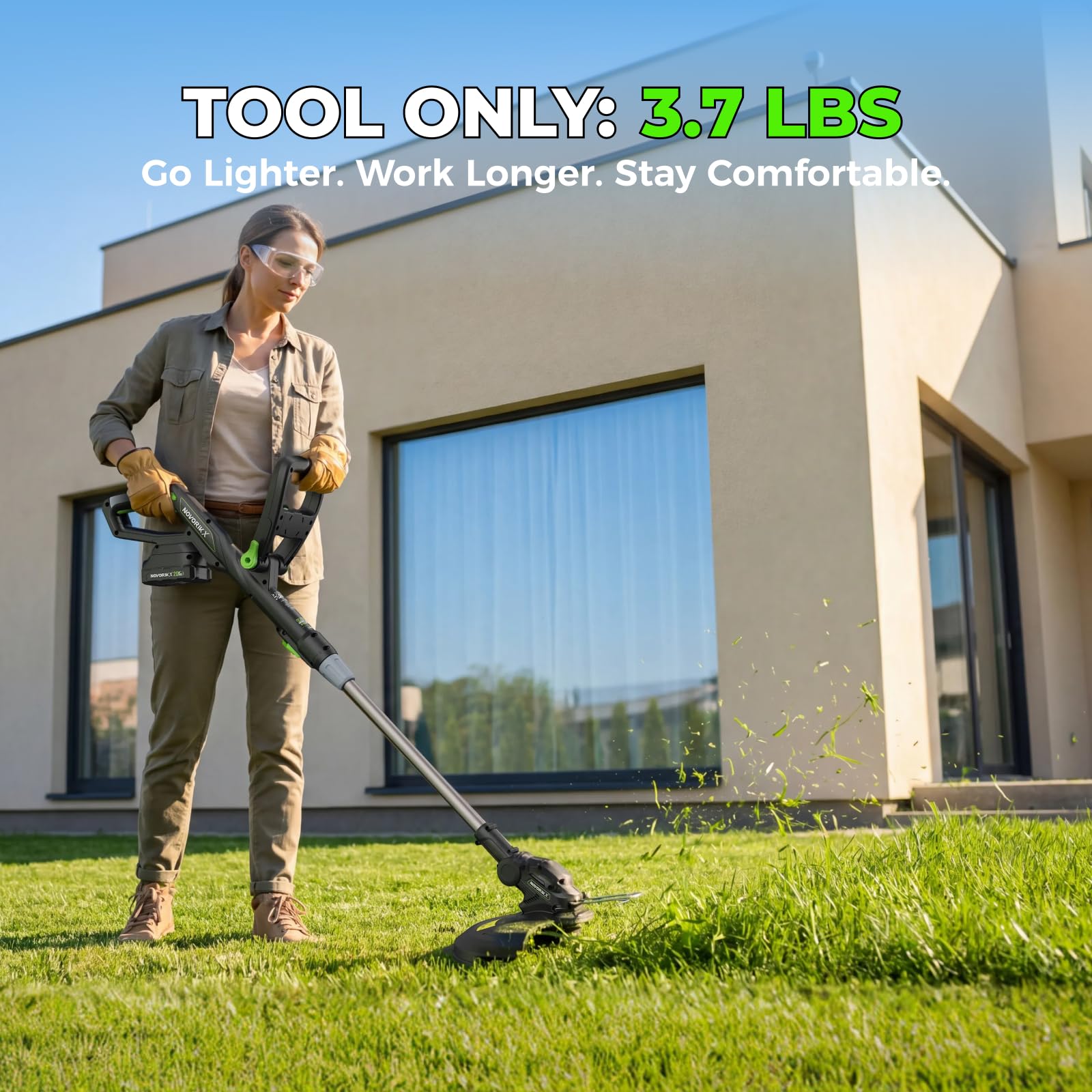 NovorikX side profile with rotating handle demonstrating comfortable ergonomic grip