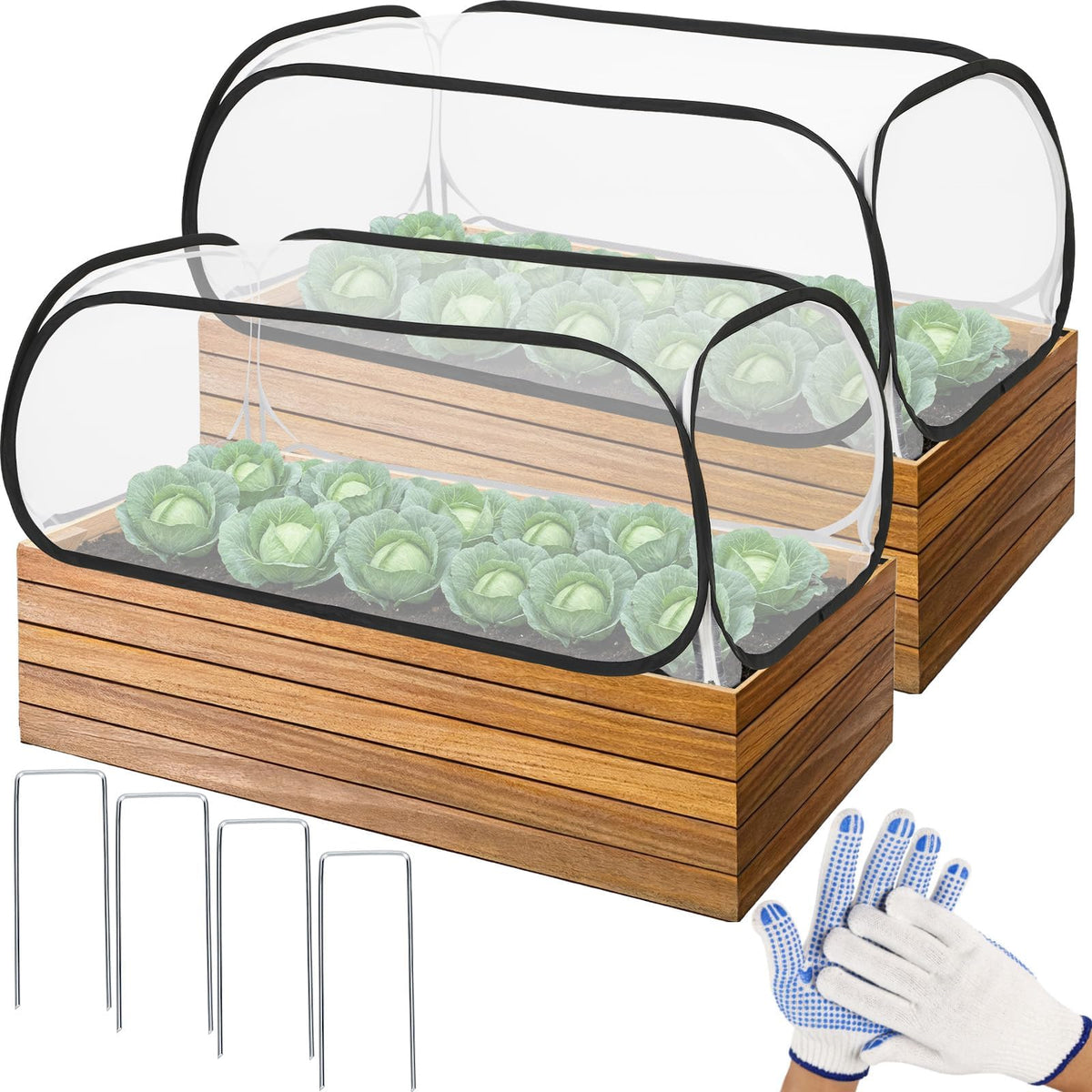 NOVWANG front view of raised bed cover showing full protection and easy setup