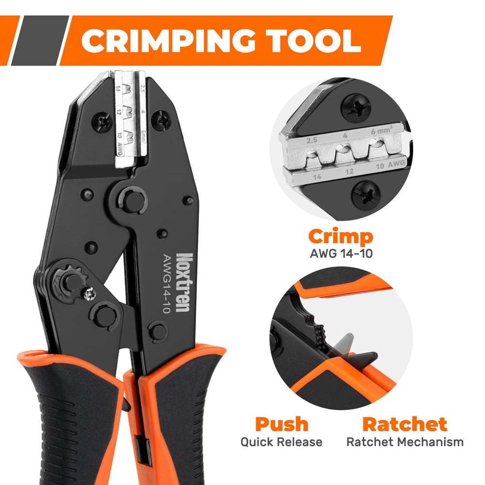 Noxtren wire stripper and spanner wrenches arranged, ready for quick connector assembly