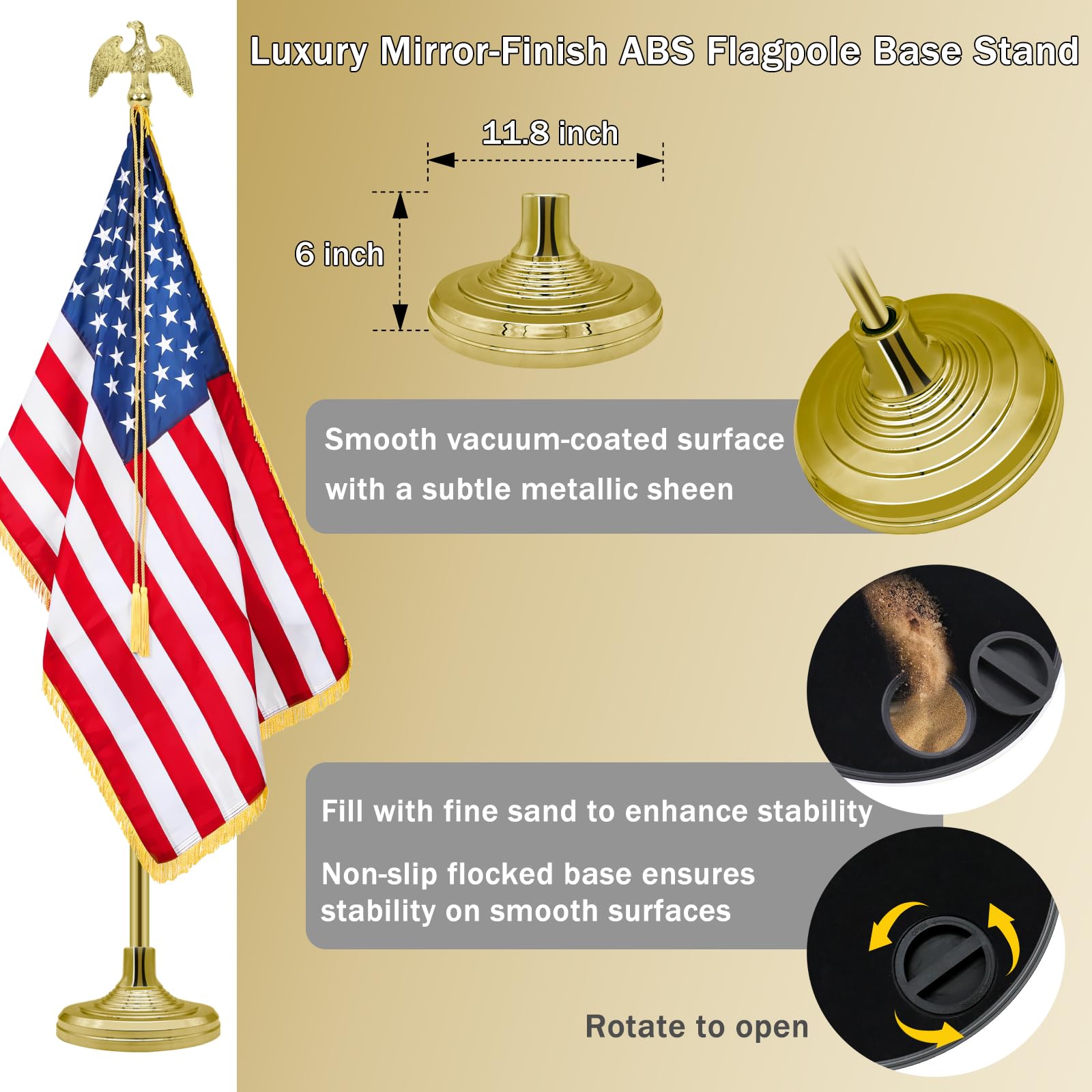 NQ molded flag spreader close-up ensures flag stays open and visible