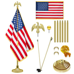NQ flagpole front view showing full 8ft display and polished finish