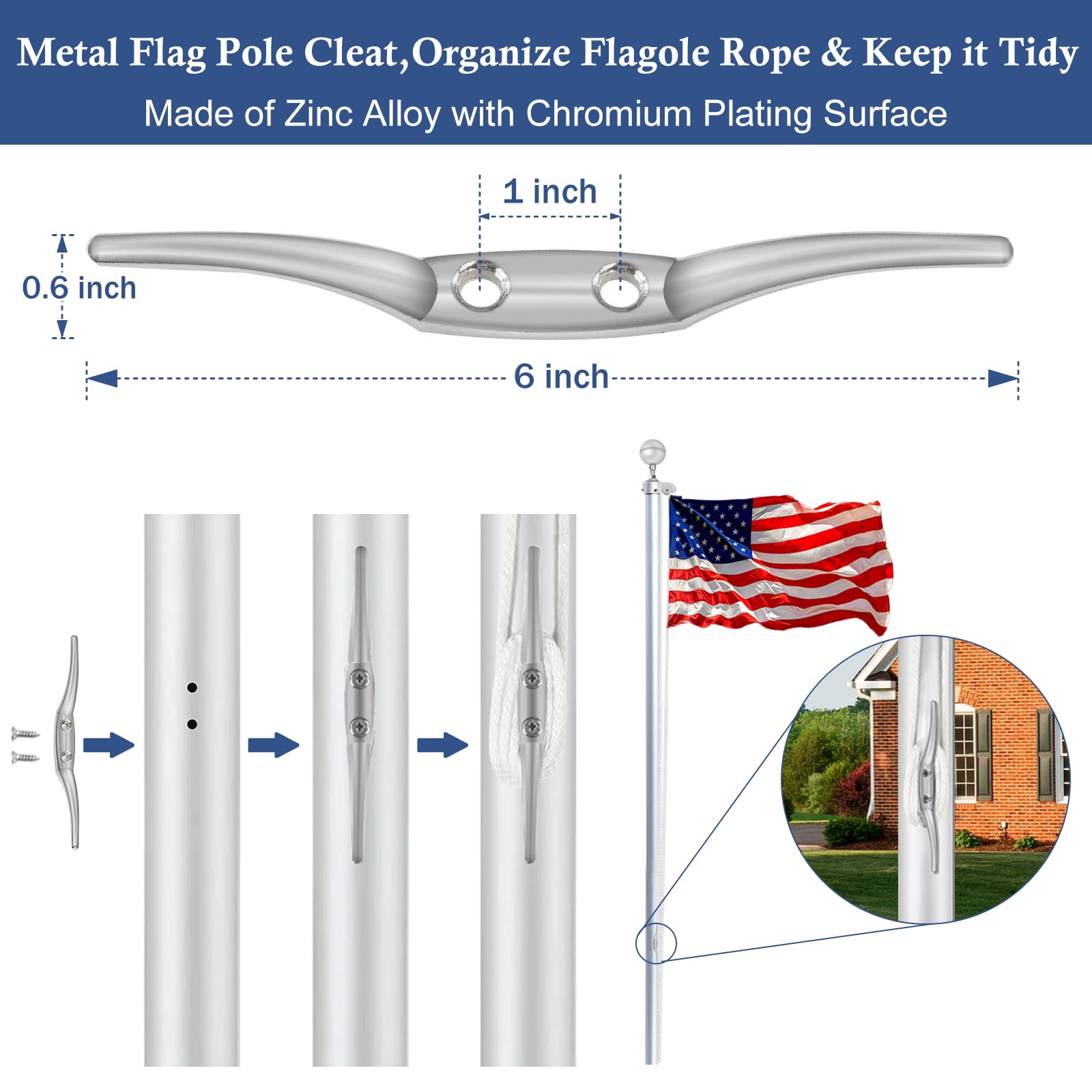 NQ installed top assembly on a flagpole in a yard showing professional finished look