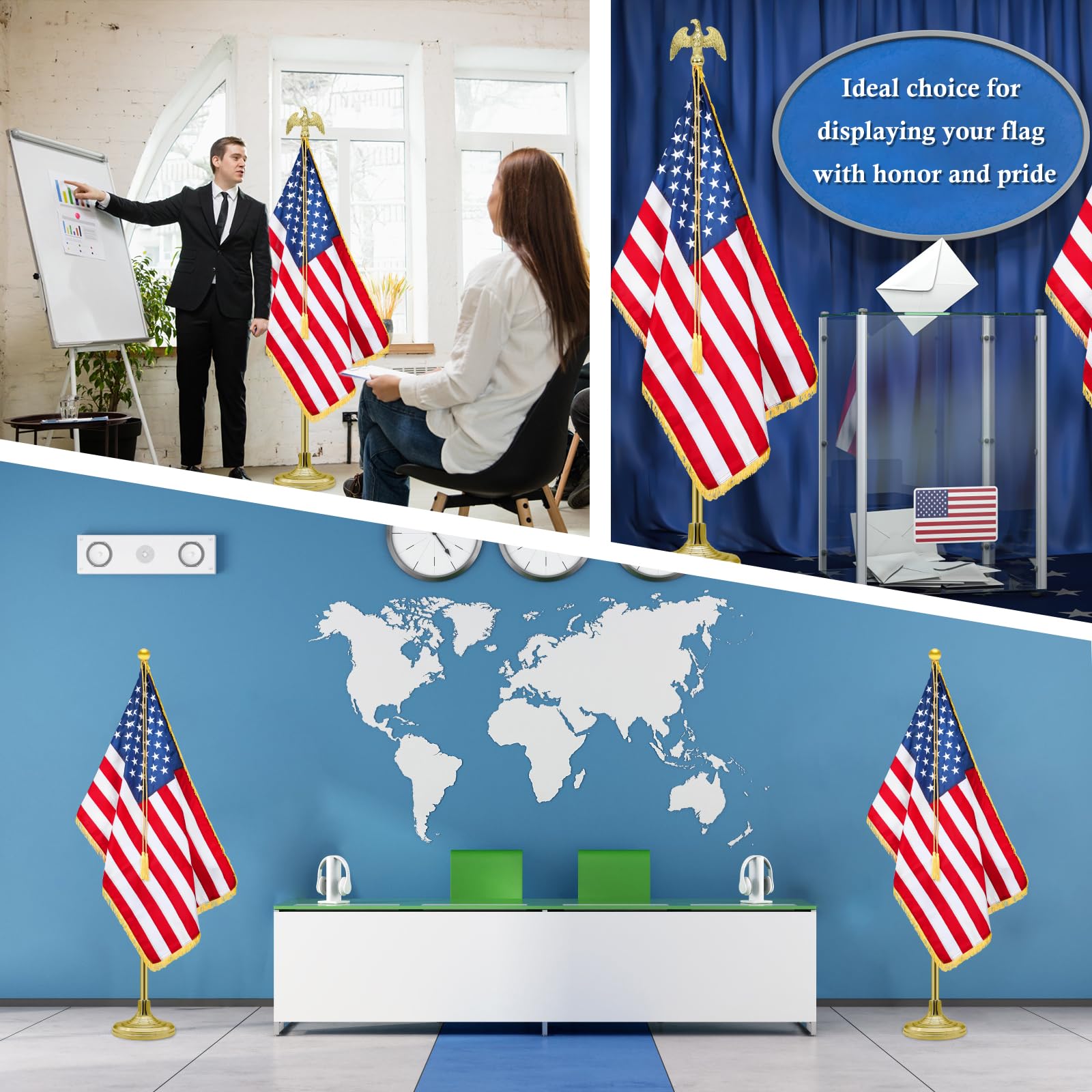 NQ flag set in a lobby setting creates dignified, professional presence