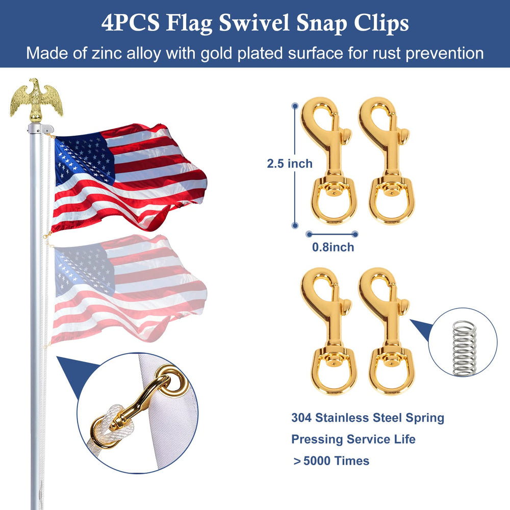 NQ swivel snap clips close detail showing anti-tangle 360° rotation benefit