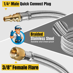 NQN braided hose closeup showing stainless steel braid for durability