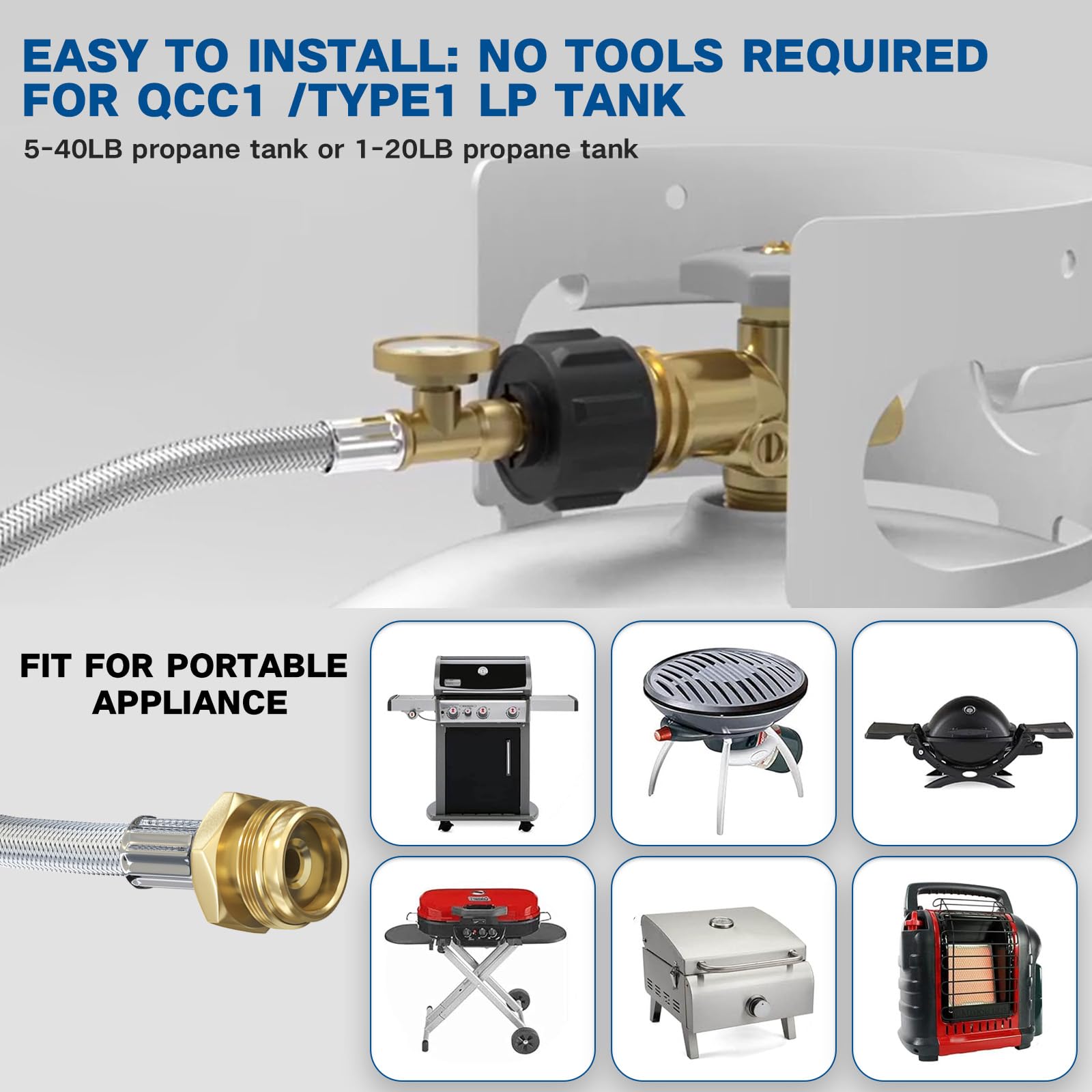NQN attached to a 1lb camp stove showing appliance compatibility