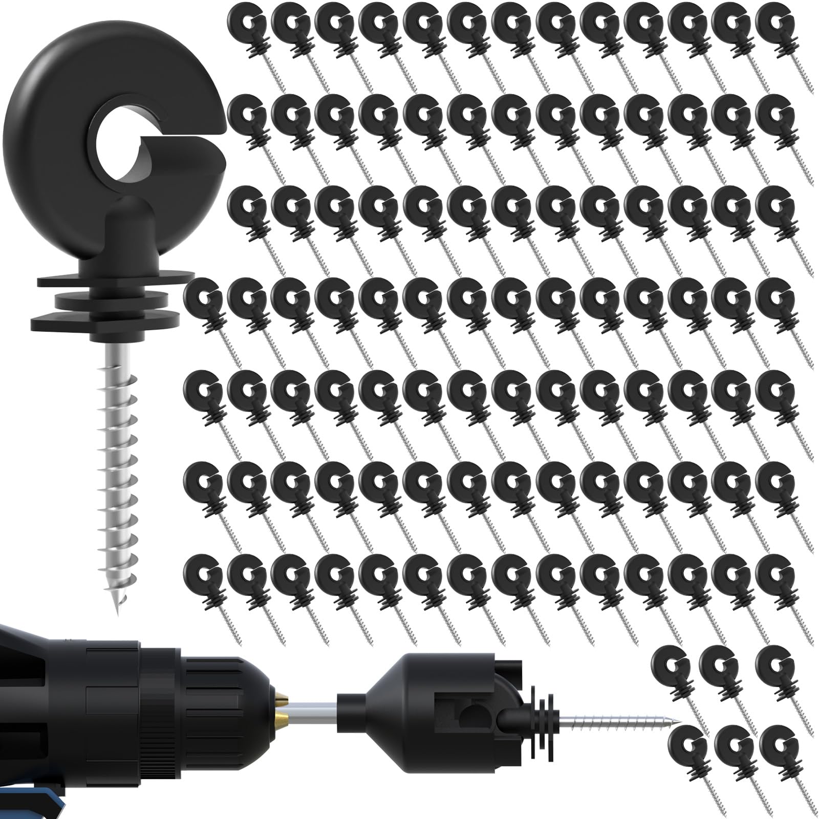 NQN front pack showing 100 insulators and a socket tool for fast installs