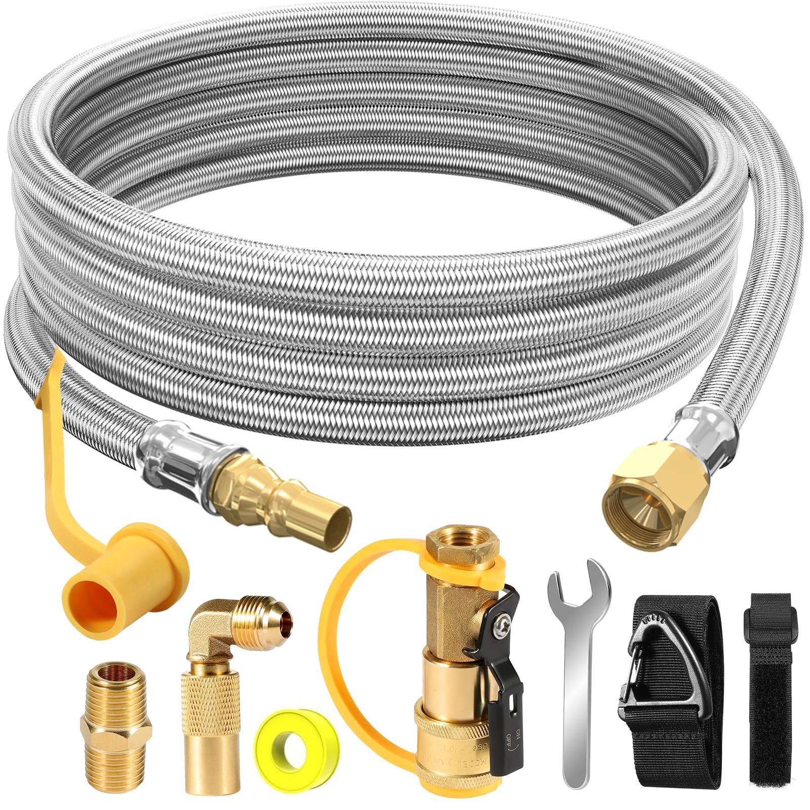 NQN front view assembled hose showing full kit for secure RV grilling