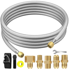 NQN front view of packaged 12ft high-pressure propane hose kit showing contents