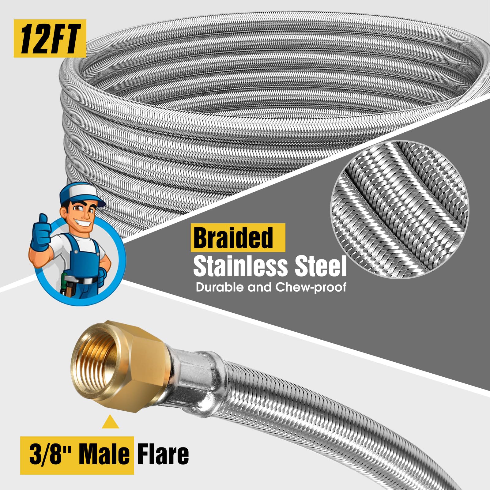 NQN hose beside a hand showing 12ft length and practical scale