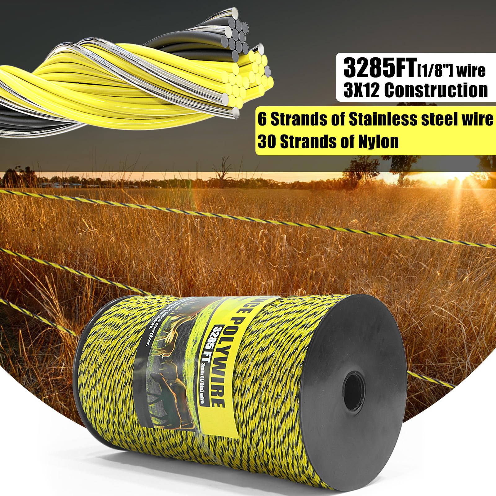 NQN polywire on a fencing reel during installation for quick setup benefit