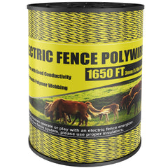 NQN polywire spool front view showing bright color and 1650ft length for quick identification