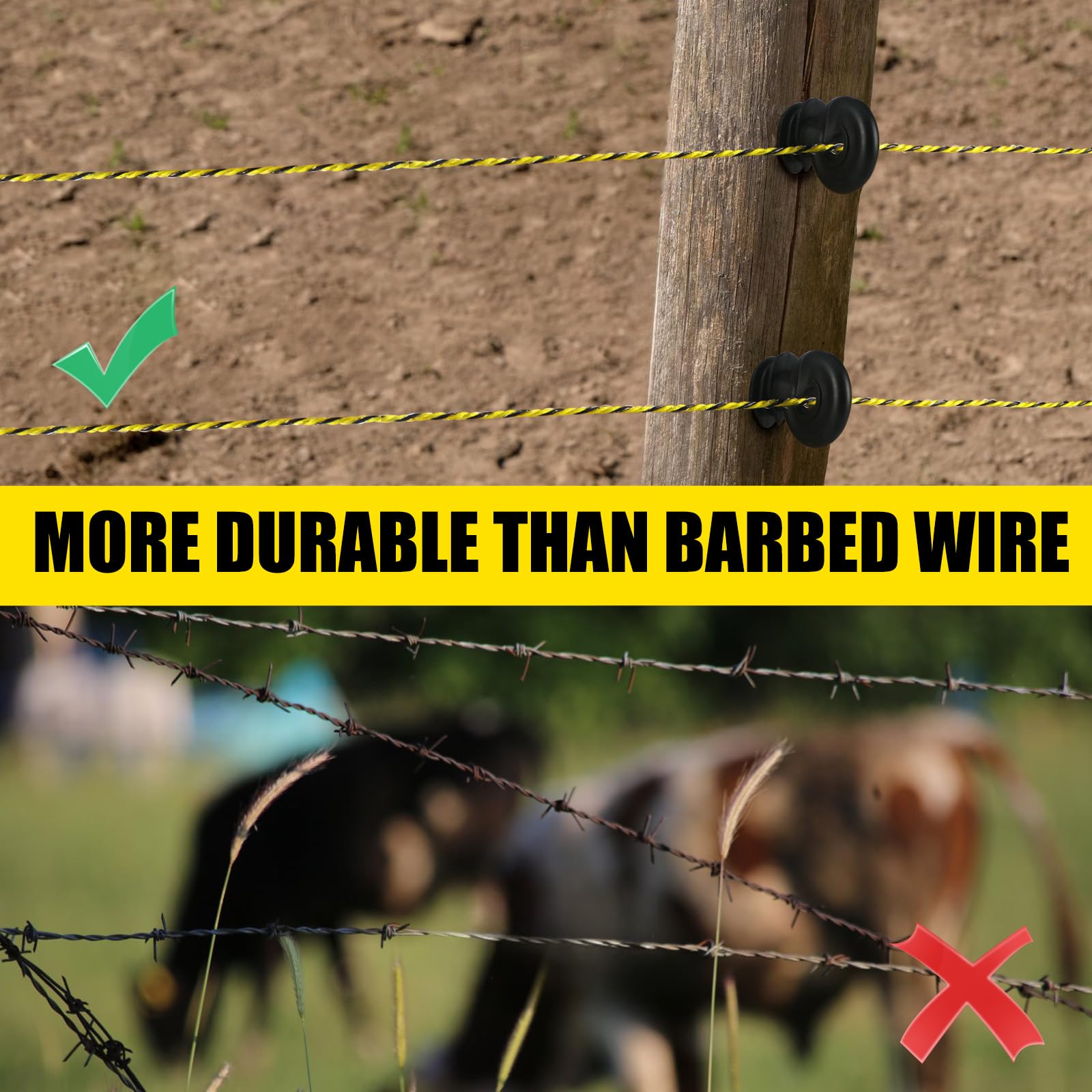 NQN polywire forming a temporary horse paddock fence for secure containment benefit