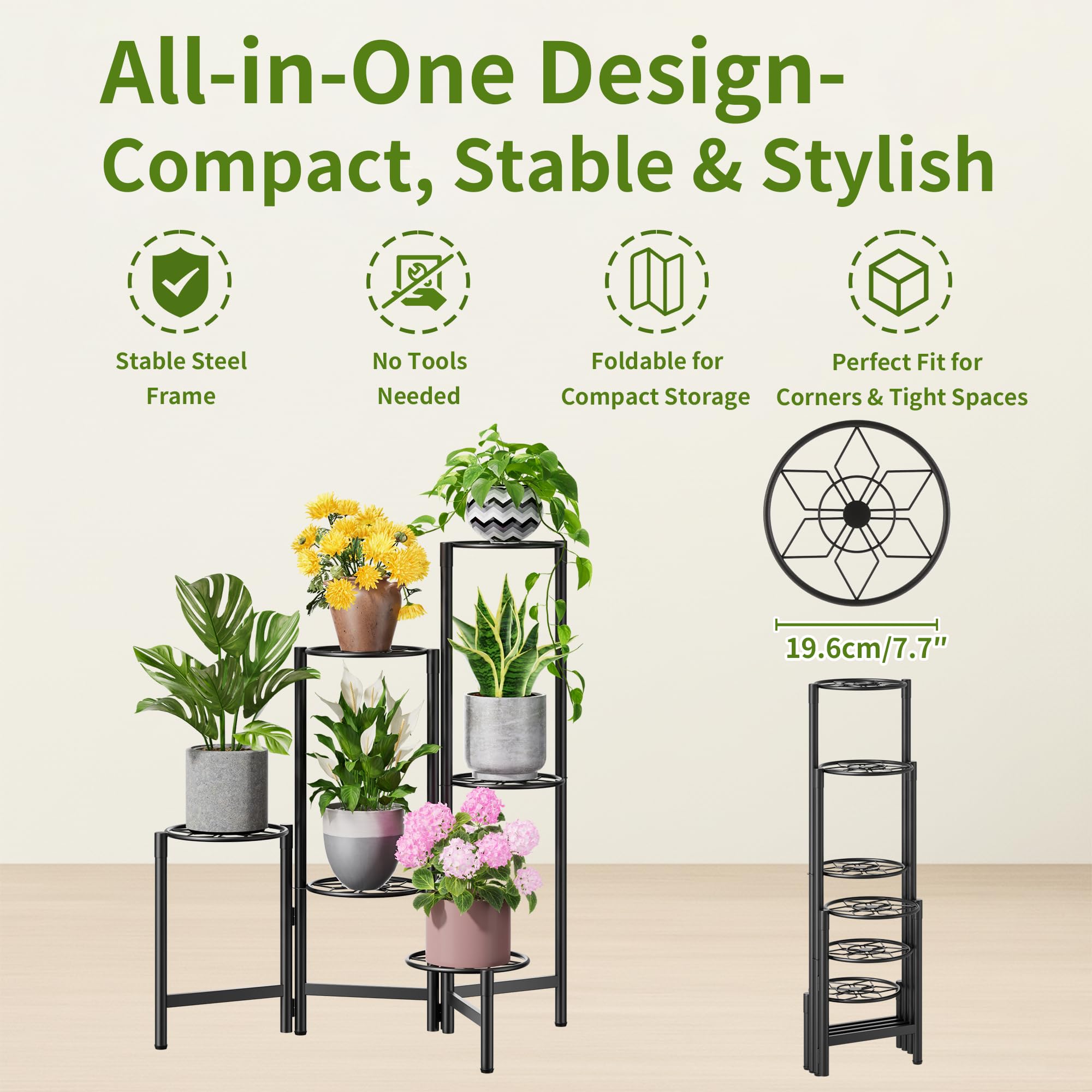 NQW stable triangular base with non-slip caps protecting surfaces and improving stability