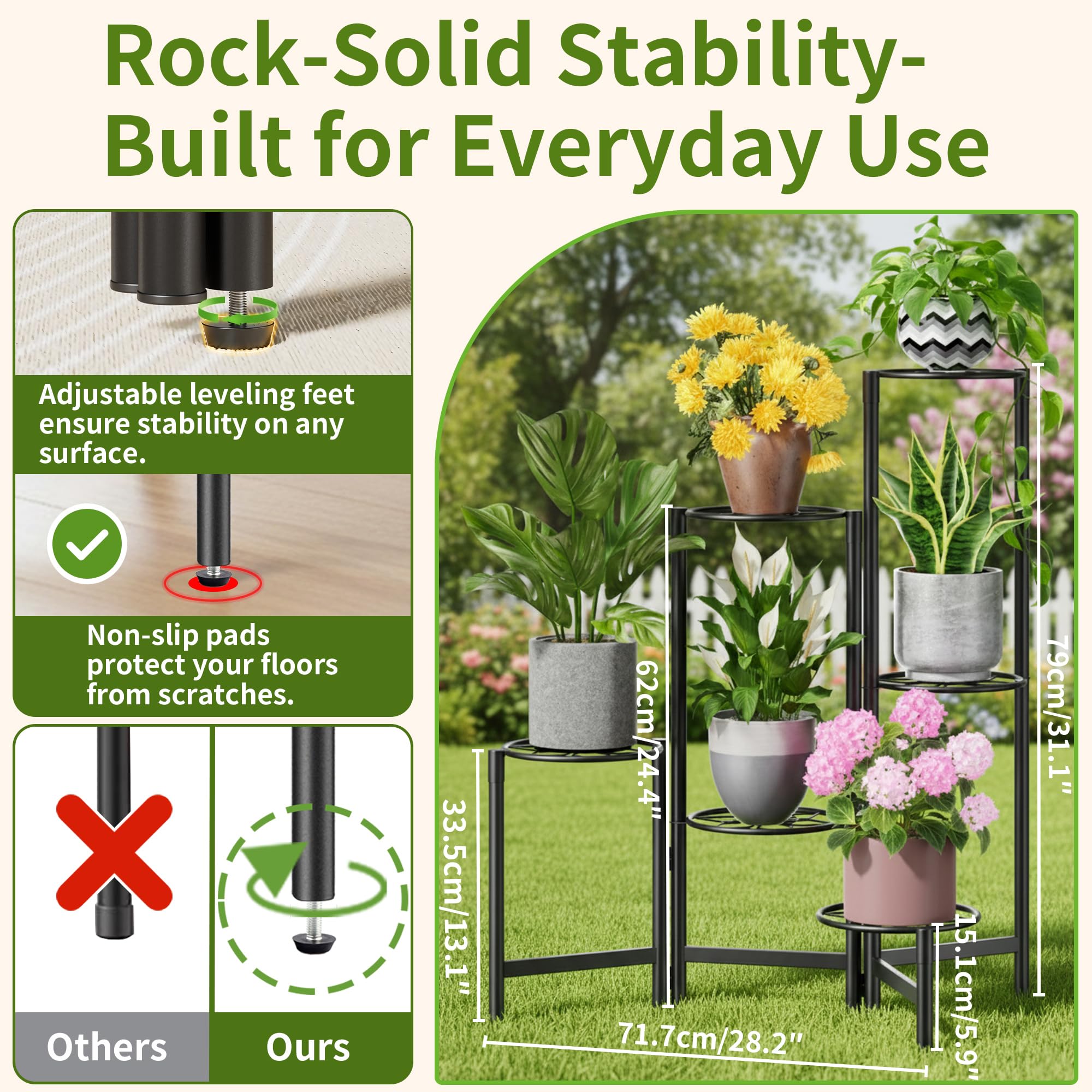 NQW folded plant rack compact profile for easy storage and transport
