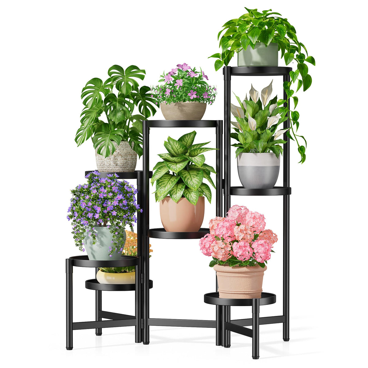 NQW front view of 8-tier stand showing organized planters and space-saving layout