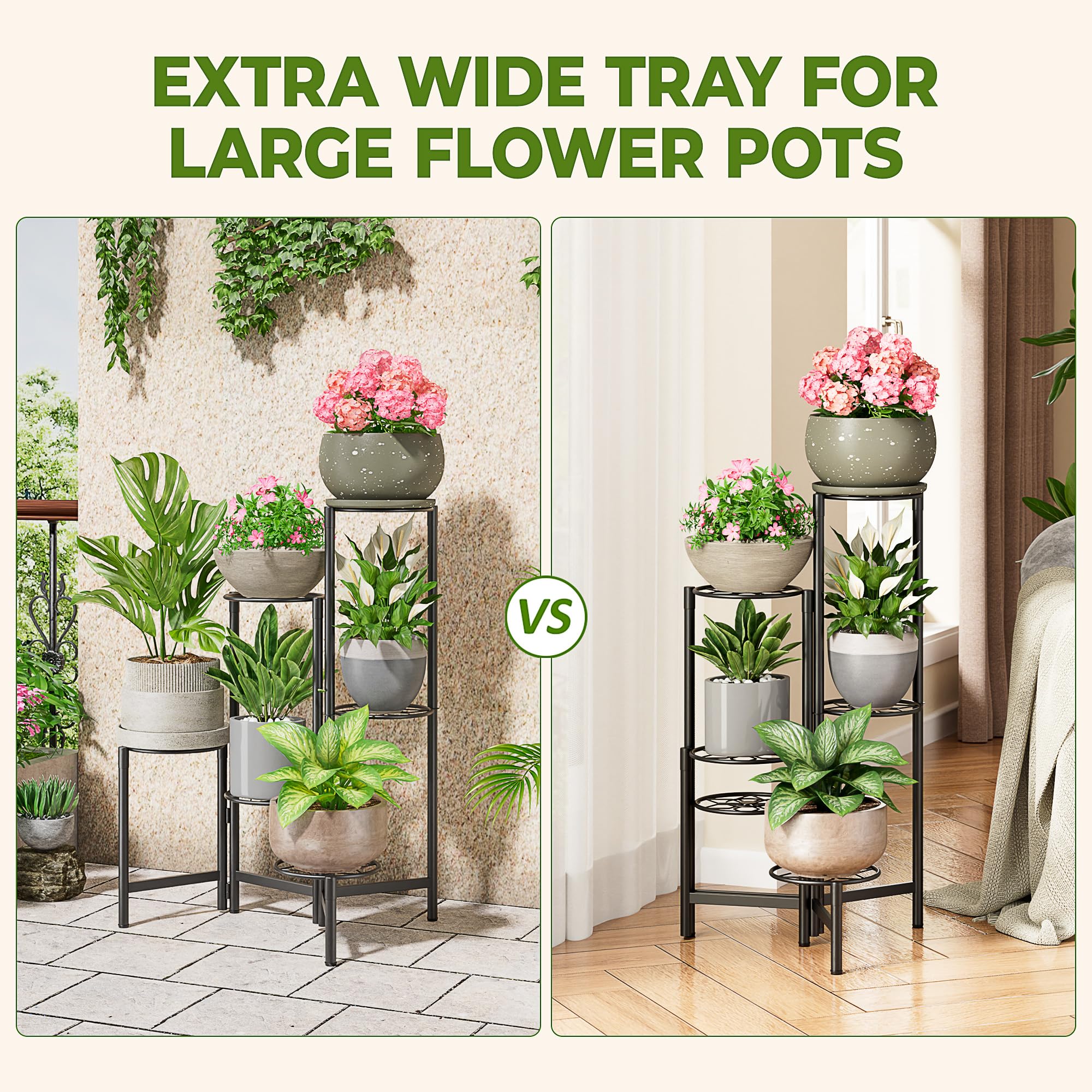 NQW plant stand in use on balcony holding mixed potted plants to enhance outdoor decor