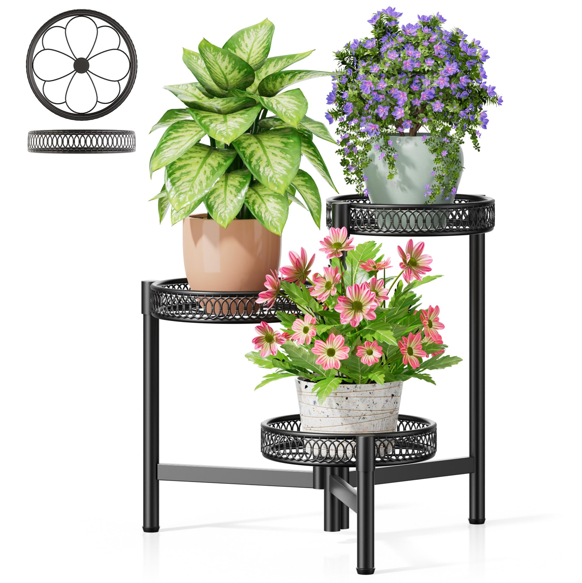 NQW plant stand front view showing three tiers and tidy display
