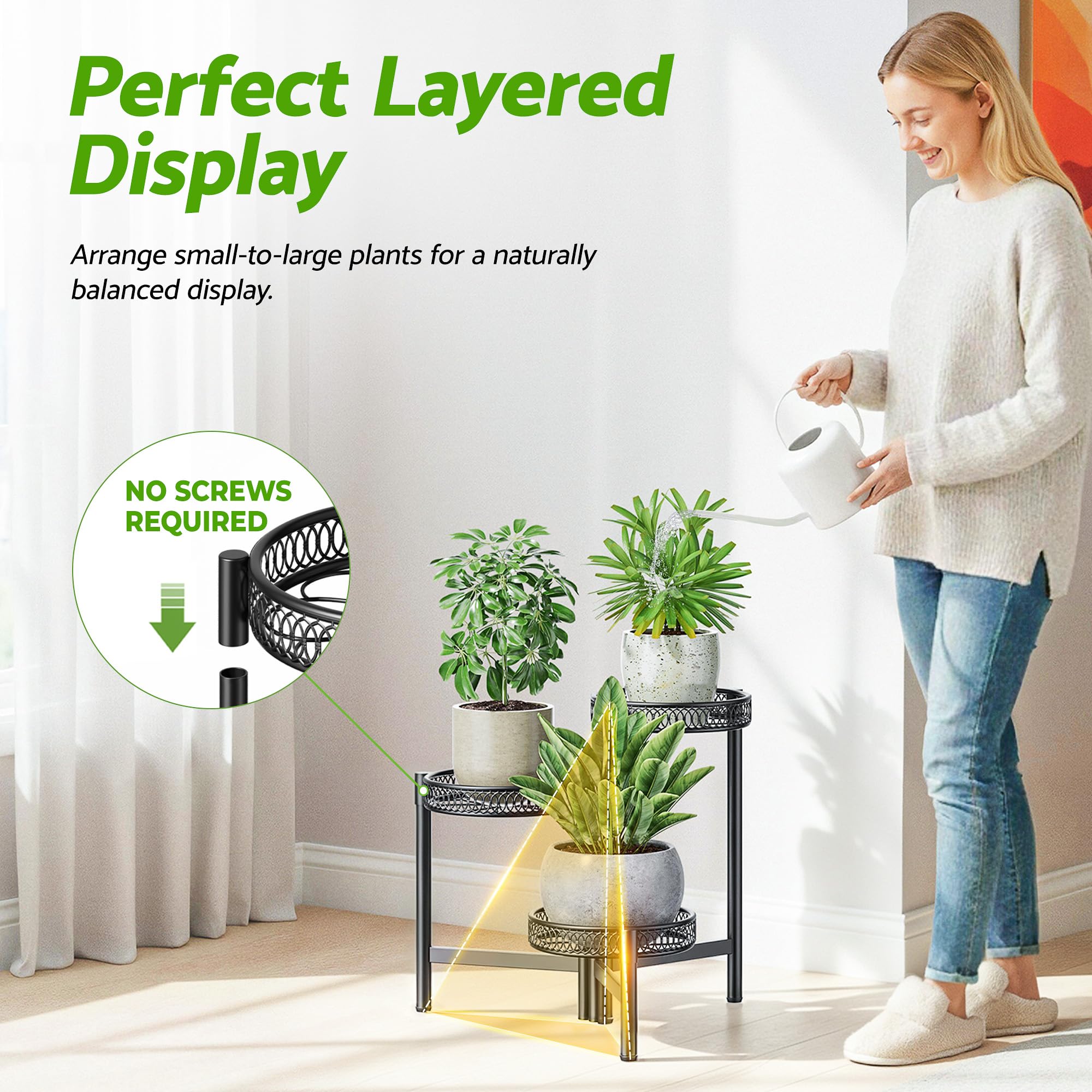 NQW styled in living room showcasing multiple plants neatly