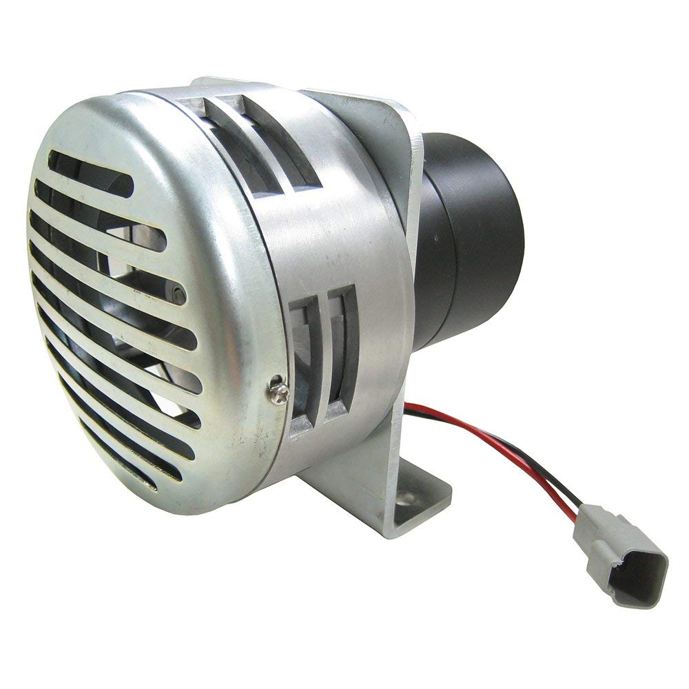 NRS heavy duty cattle siren front view showing rugged casing and compact size for durability