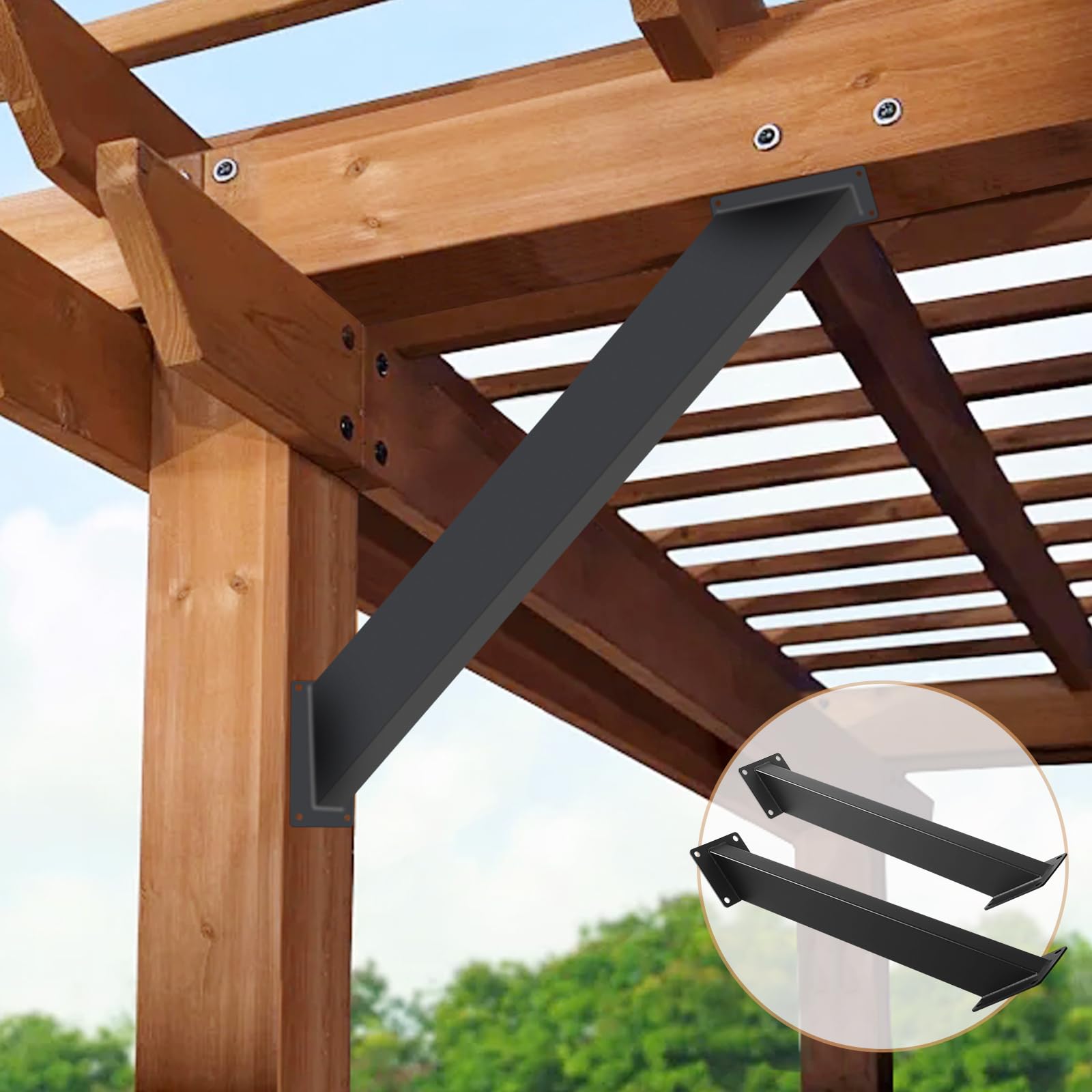 Nrspp bracket installed at a pergola corner providing stable reinforcement