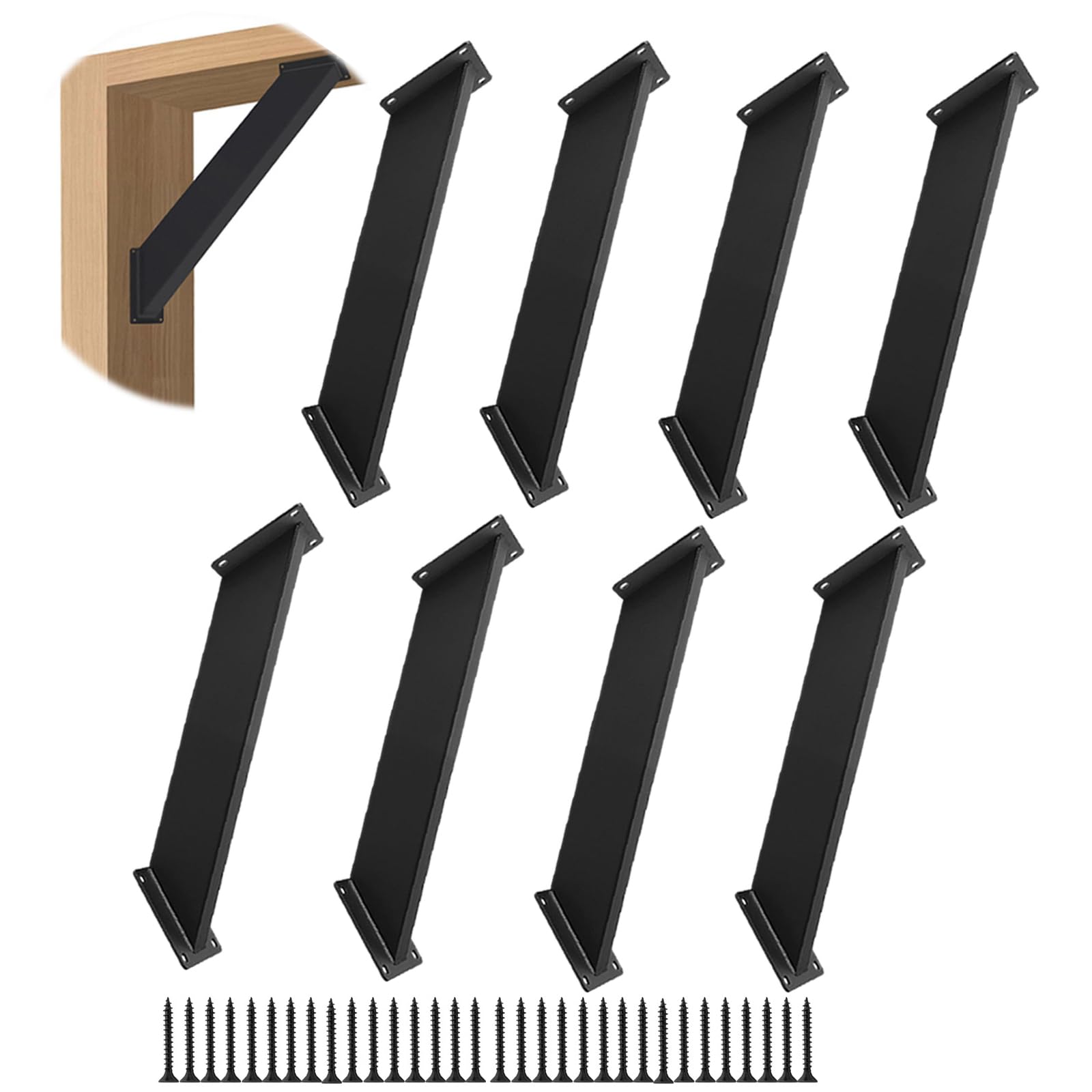 Nrspp front packaging showing eight 45° brackets and screws, durable support