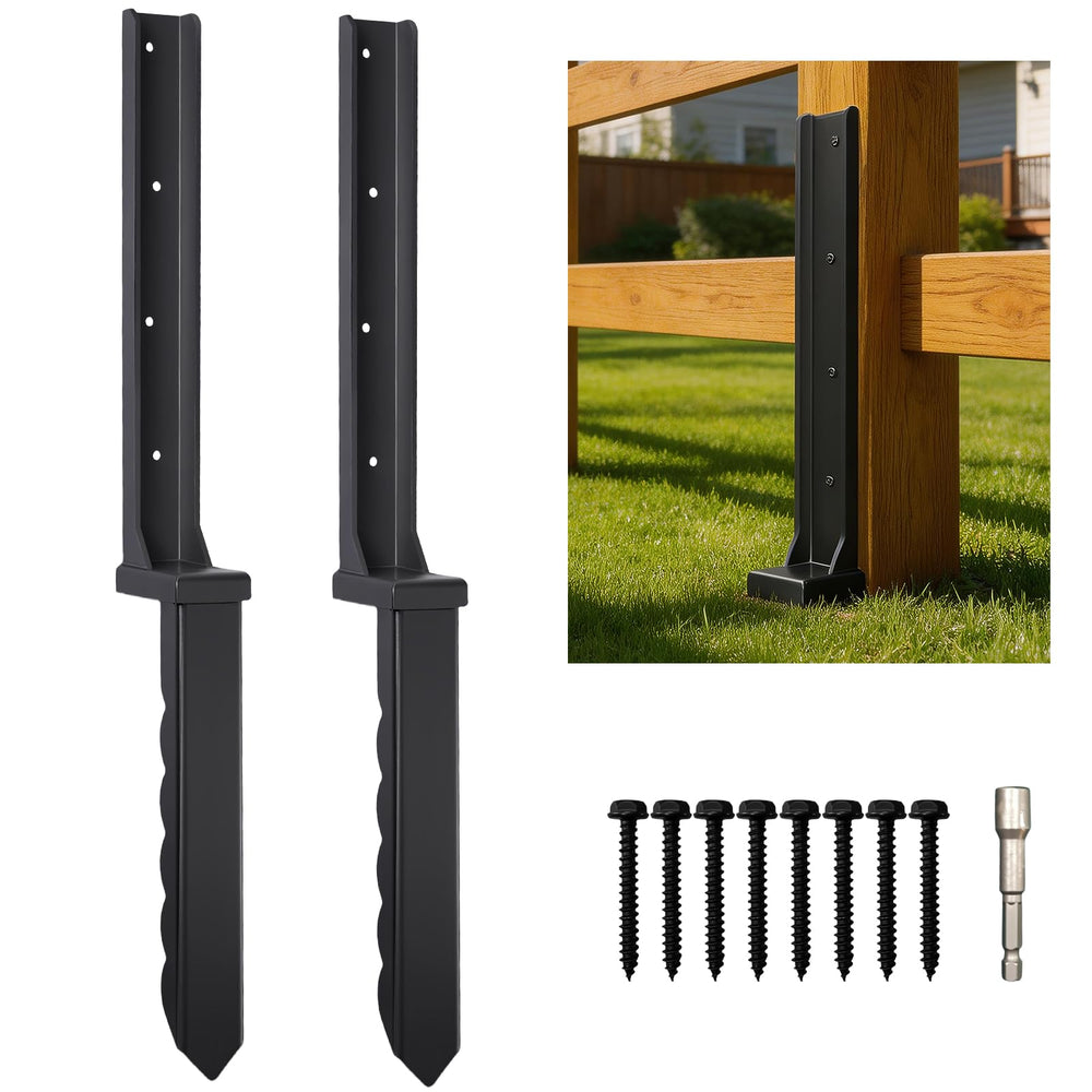 Nrspp front view packaging showing two 30-inch stakes and screws for quick repairs