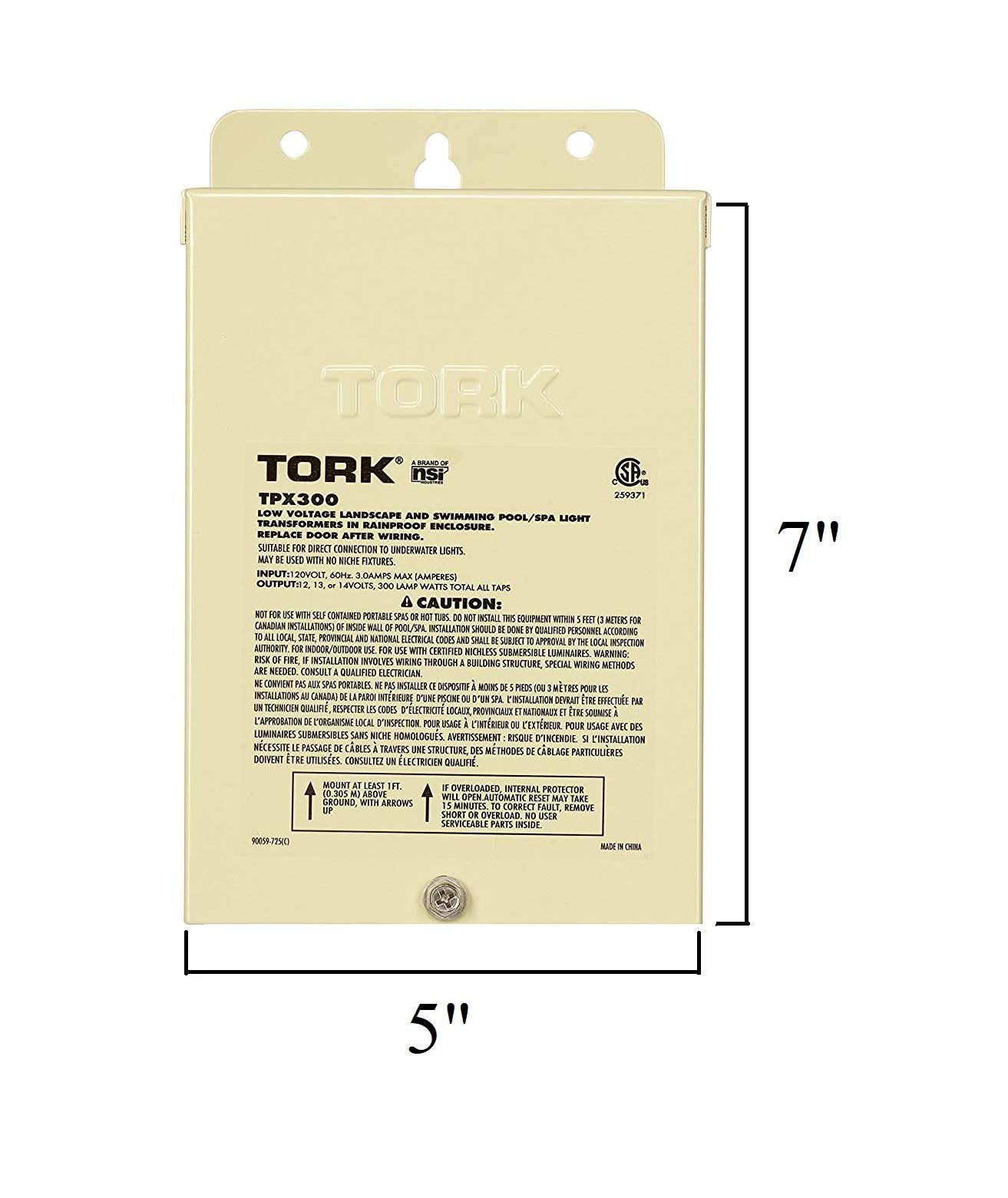NSi TPX100 product label and ratings close-up showing UL and CSA approvals for code-compliant installations