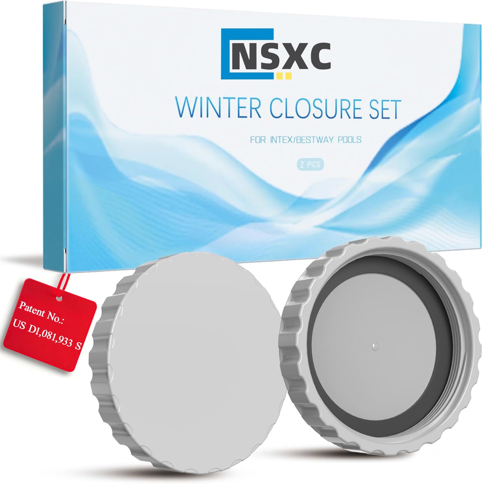 Nsxc front view of two winter plugs showing packaging and fit benefits