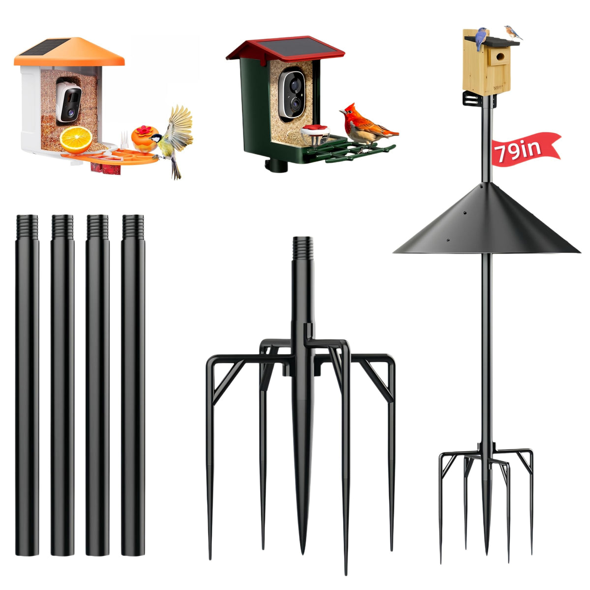 NSYOOMH front view of full assembled pole showing stability and height