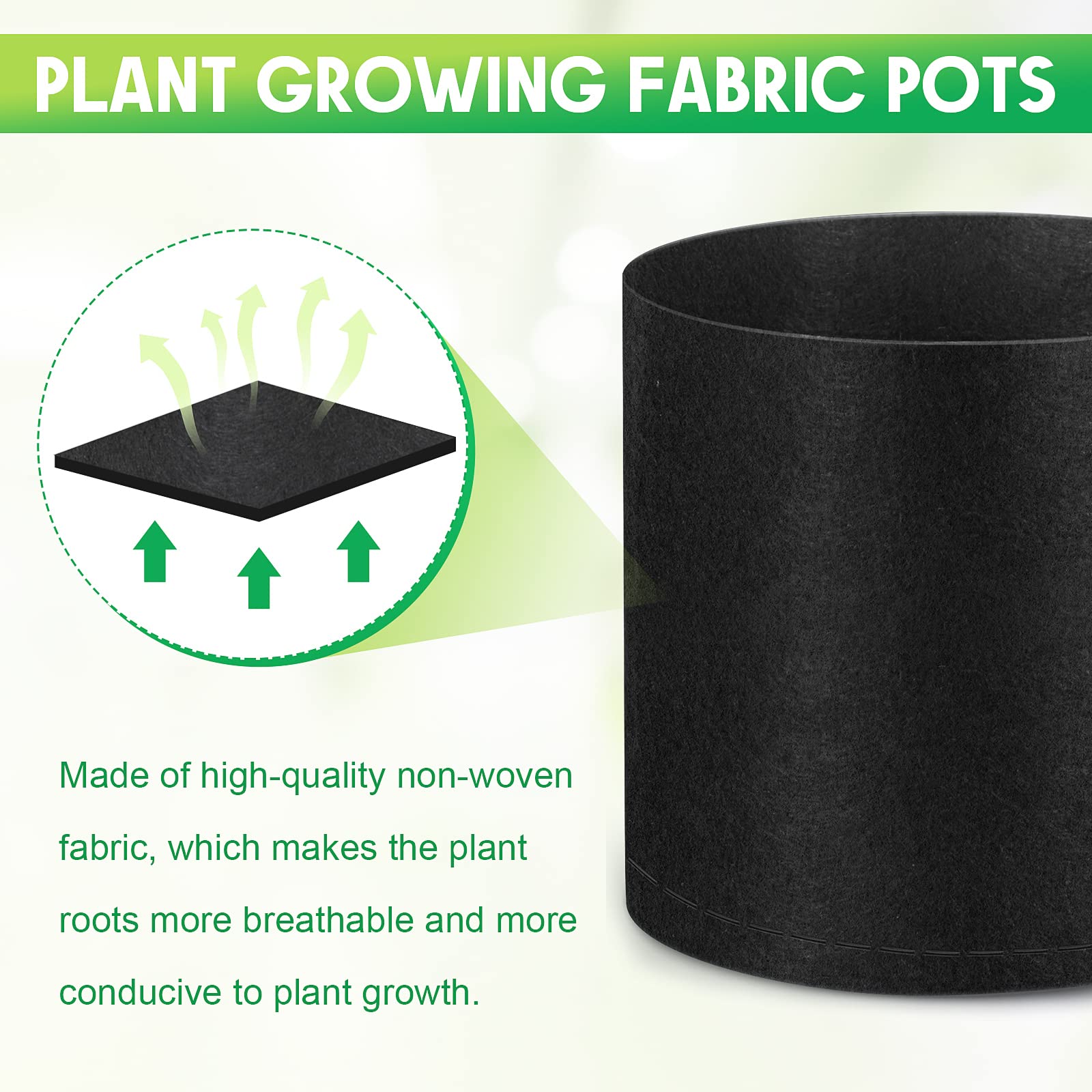 Nuanchu grow bag bottom and side showing drainage and breathable design