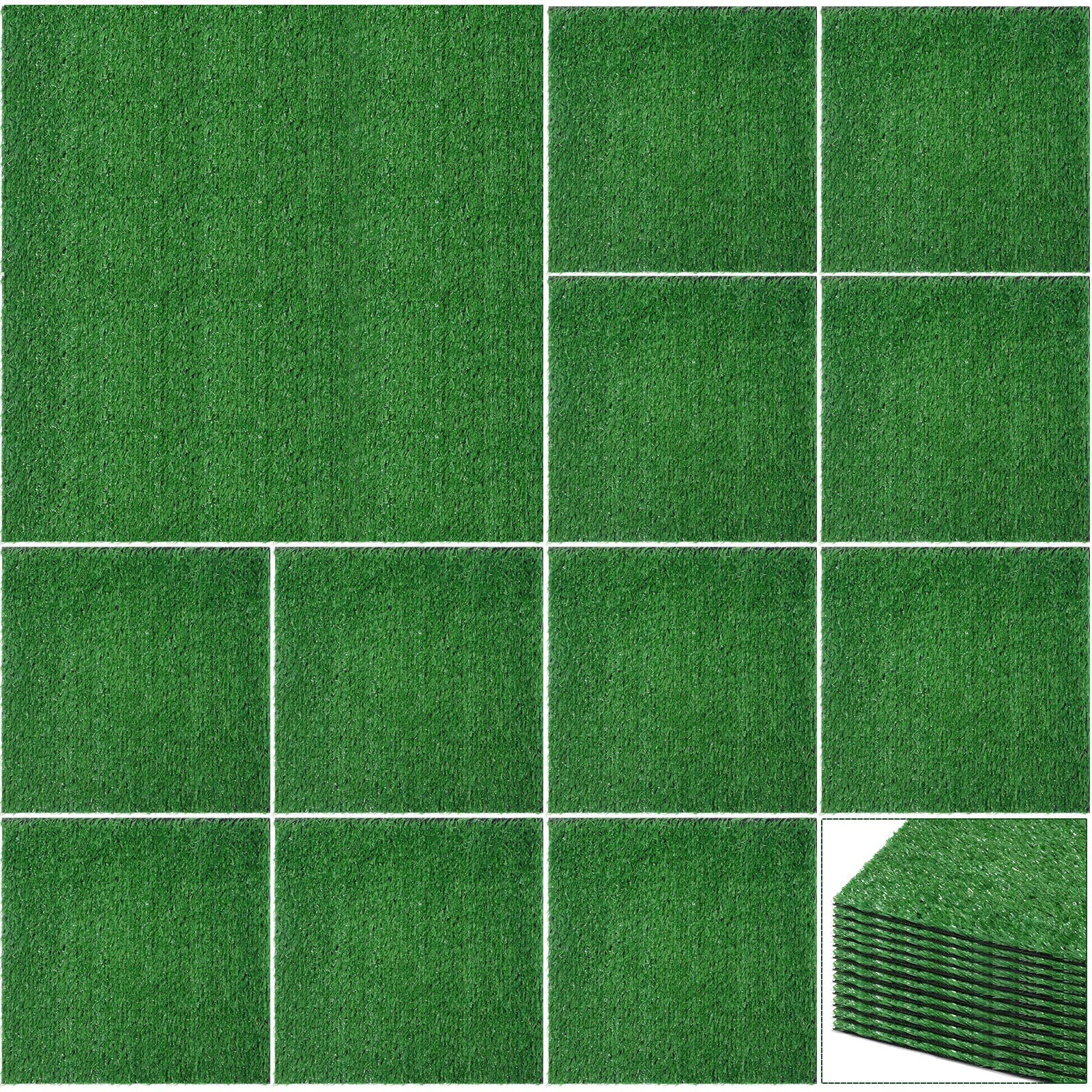 Nuanchu front view of 12-pack turf tiles showing clean packaging and quantity benefit