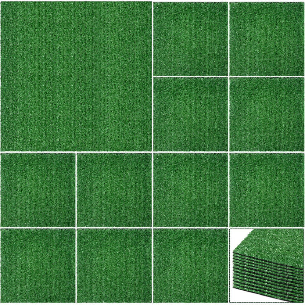 Nuanchu front view of 12-pack turf tiles showing clean packaging and quantity benefit