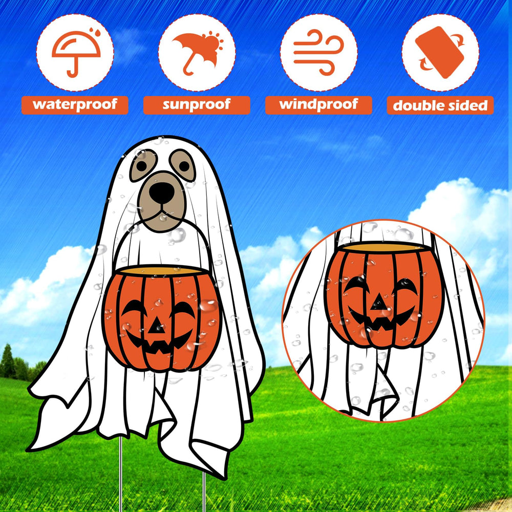 Nuanchu grouped signs lining a walkway for festive Halloween curb appeal