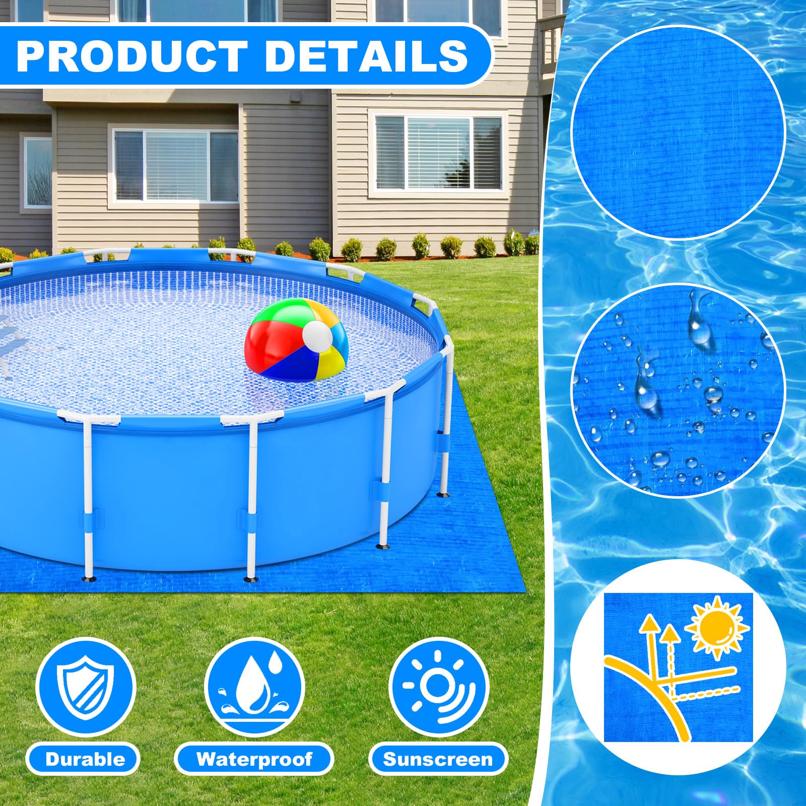 Nuanchu ground cloth placed under above-ground pool for liner protection