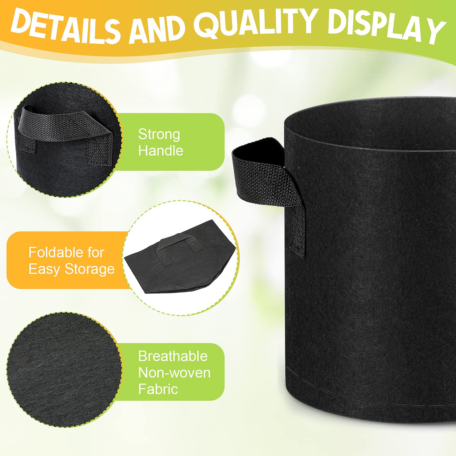 Nuanchu folded grow bags packaged for storage highlighting convenience