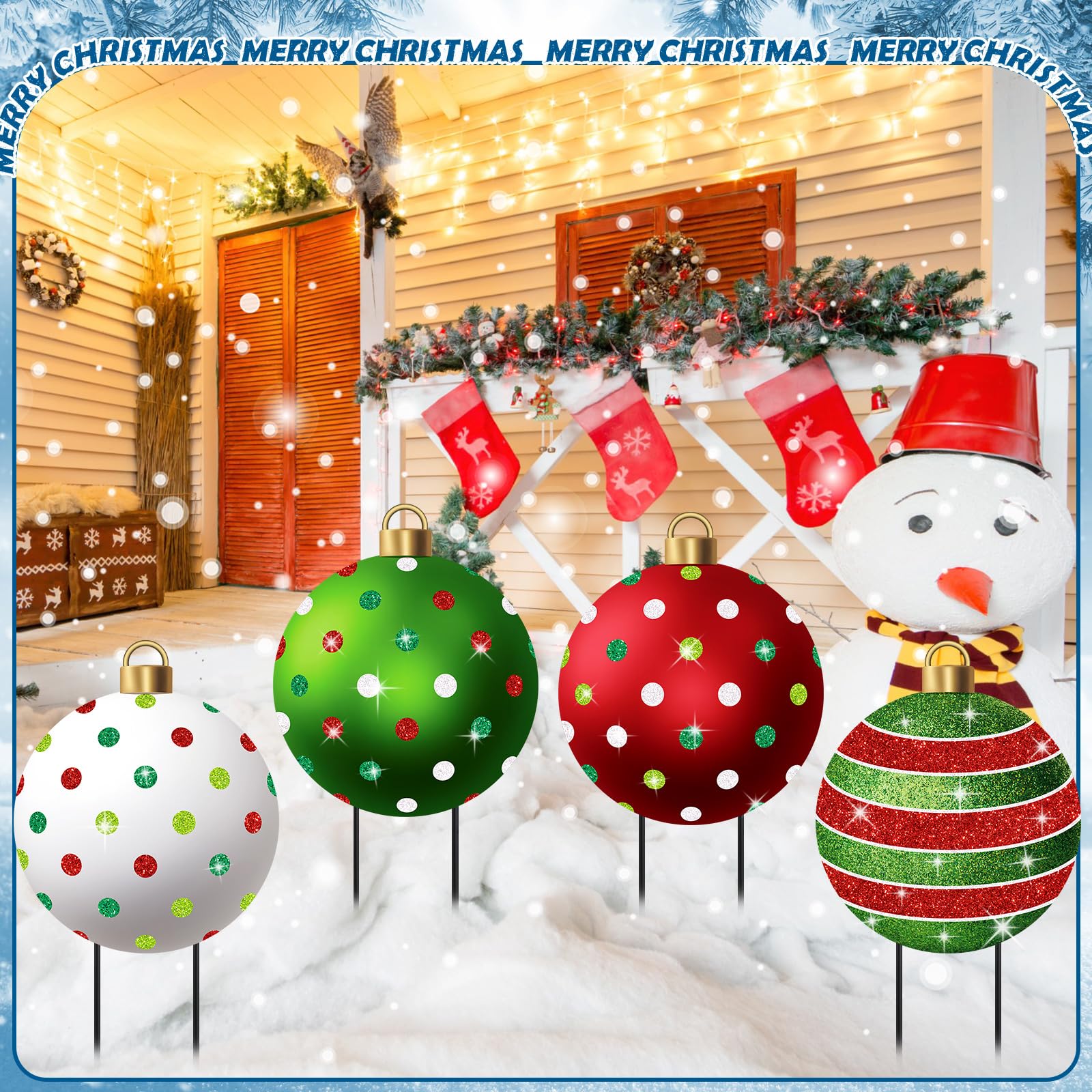 Nuanchu porch styling with multiple signs for coordinated holiday decor benefit