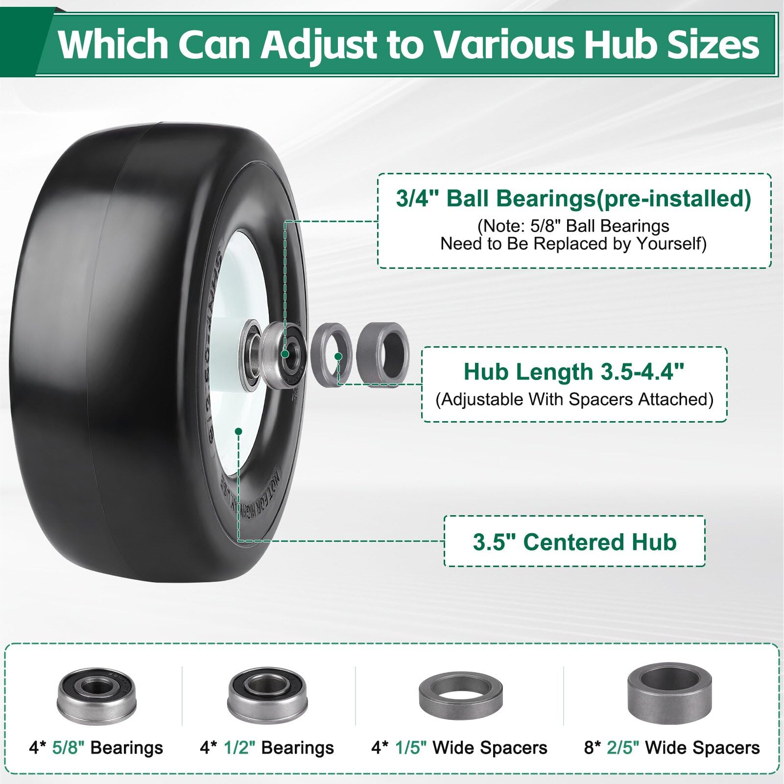 NUBAUTO precision bearings and spacers laid out for easy adapter installation