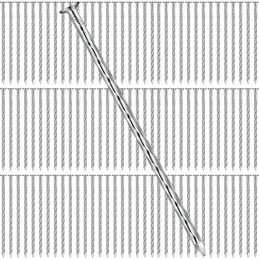 Nuenen 225-pack front view showing galvanized 6-inch spiral spikes for bulk projects